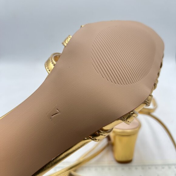 Elegant Gold Strappy Women's Heels - Picture 6 of 8